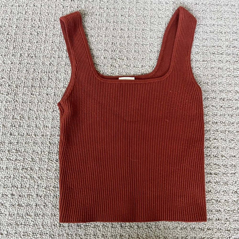 Abercrombie & Fitch Ribbed Tank Top - Deep Red